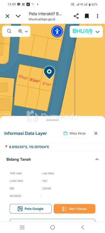 Tanah dijual Plot Kecil di Kampial, Kuta selatan, Badung, Bali.