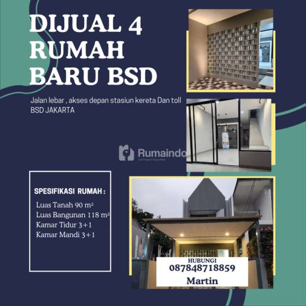 Dijual 4 Rumah Baru BSD Sektor 1.6 Griya Loka