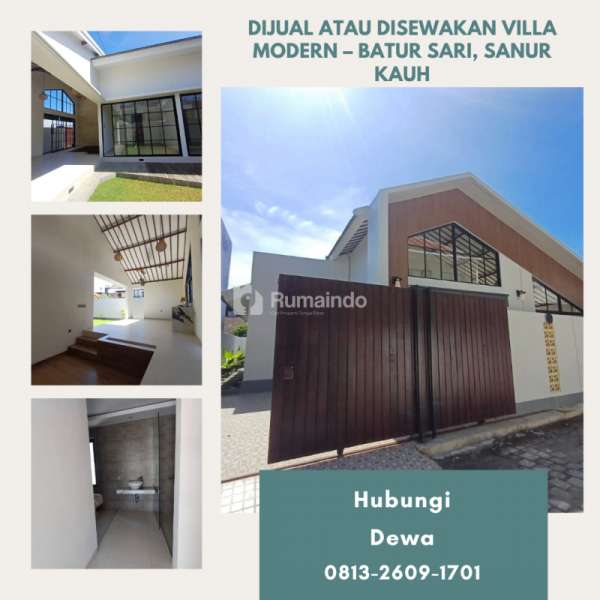 Dijual atau Disewakan Villa Modern – Batur Sari, Sanur Kauh