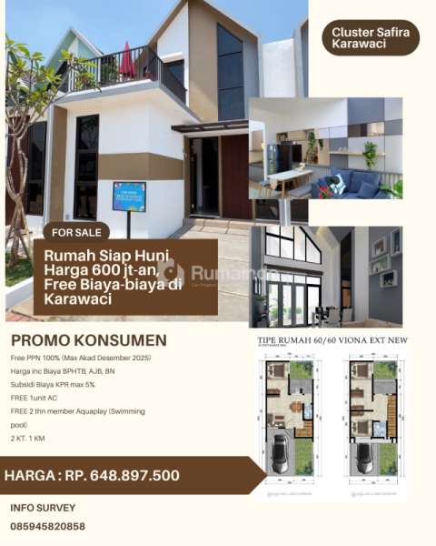 Rumah Siap Huni Harga 600 jt-an, Free Biaya-biaya di Karawaci