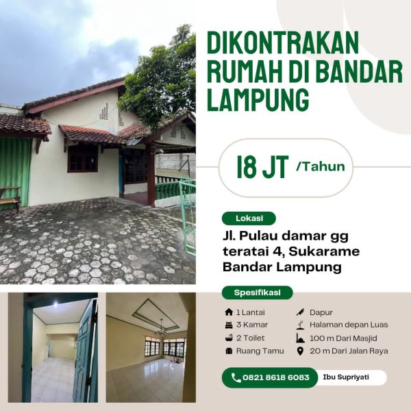 Di kontrakan Rumah ( Cocok untuk Pasutri/ Mahasiswa) di Sukarame Bandar Lampung
